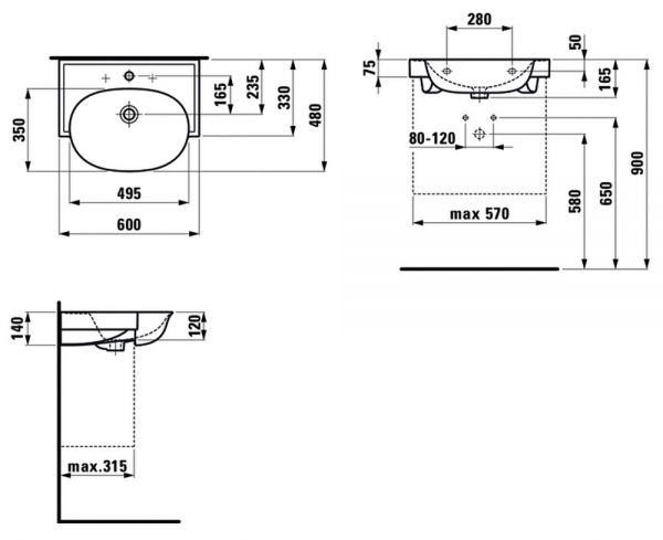 Laufen The New Classic Waschtisch 60x48cm 81385.3