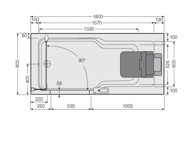 Artweger Artlift mit Vorrüstsatz, Duschbadewanne mit Wannentür 180x80cm, weiß links_1