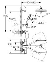 Vorschau: Grohe QuickFix Vitalio Comfort 250 Thermostat-Duschsystem, Wandmontage, Konsole oben variabel, chrom