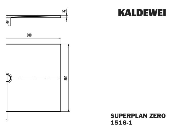 Kaldewei Superplan Zero bodenebene Quadrat-Duschfläche 80x80cm Mod.1516-1