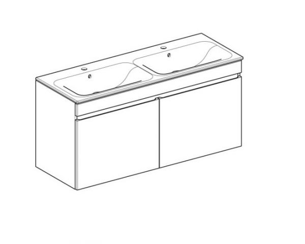 Geberit Renova Plan Set Möbelwaschtisch mit 2 Schubladen, mit Waschtischunterschrank, 130cm