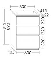 Vorschau: Burgbad Lin20 Keramik-Waschtisch mit Waschtischunterschrank, 3 Auszüge, bodenstehend, 63x41,5cm SGHE063F5351C0001