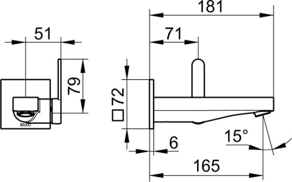 Keuco IXMO Flat Einhebel -Waschtischmischer für Unterputz-Montage mit eckiger Rosette 165mm