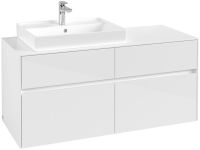 Villeroy&Boch Collaro Waschtischunterschrank passend zu Aufsatzwaschtisch 4A336G, 4 Auszüge, 120cm, white C08200DH