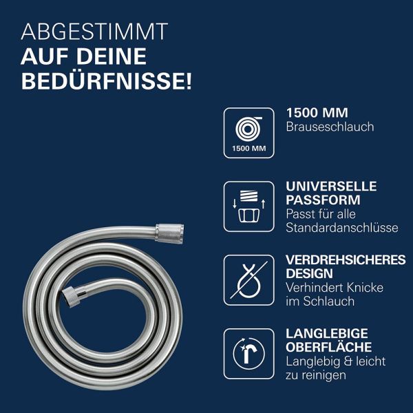 Grohe VitalioFlex Silver Brauseschlauch 1,5m mit ProGrip, chrom