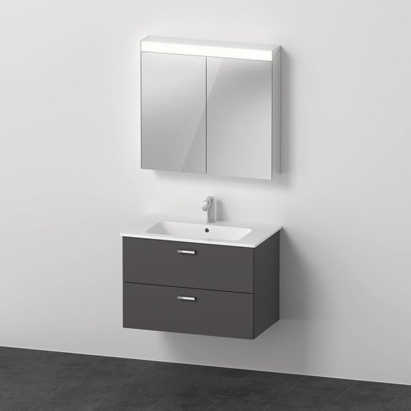 Duravit XBase Badmöbel-Set 83cm mit ME by Starck Waschtisch und Spiegelschrank XB007604949