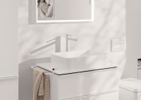 Vorschau: hansgrohe Finoris Waschtischarmatur 260 für Aufsatzwaschtische, Push-Open Ablaufventil, weiß matt