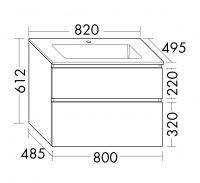 Vorschau: Burgbad Lin20 Mineralguss-Waschtisch mit Waschtischunterschrank, 2 Auszüge, wandhängend, 82x49,5cm SGHT082