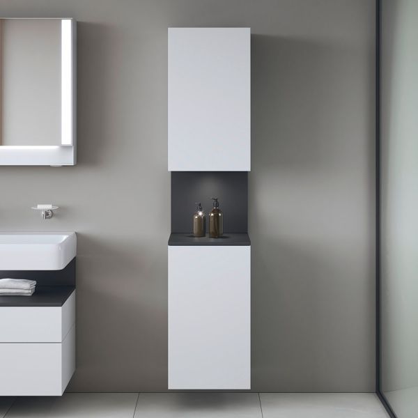 Duravit Qatego Hochschrank 40x176cm in weiß supermatt Antifingerprint, mit offenem Fach in graphit supermatt Antifingerprint QA1346