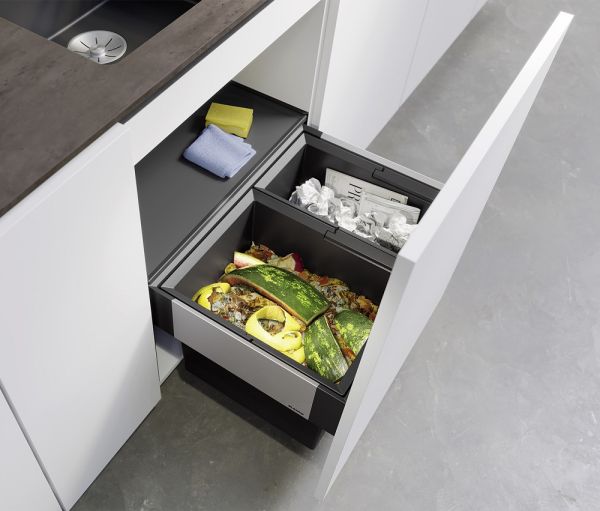 Blanco Subline 500-U Silgranit-Spüle mit Linus-S Küchenarmatur & Abfallsystem, vulkangrau 527353+526958+526203