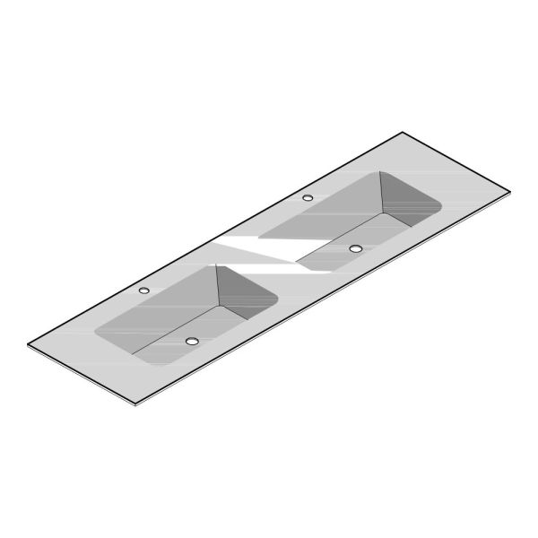 Artelinea Basin Top Doppelwaschtisch 180x53cm, opalite bianco