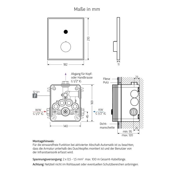 WimTec PROOF S6 Duscharmatur 12V Netzbetrieb, weiß