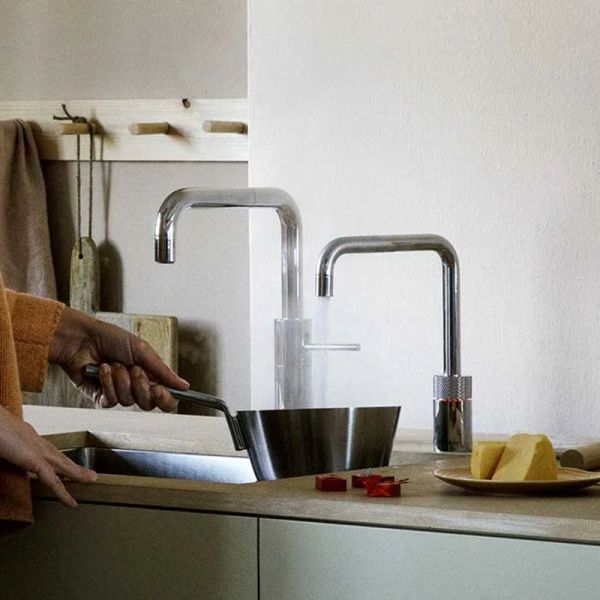 Quooker Nordic Square Twintaps Set Kochend-Wasserhahn und Mischbatterie, eckig chrom 3NSCHRTT