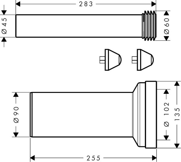 hansgrohe Anschlussgarnitur universal für Wand WC