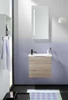 Vorschau: Burgbad Eqio Glas-Handwaschbecken 52x31cm mit Waschtischunterschrank, eiche dekor flanelle, Griff schwarz matt SFPH052F2632A0070G0200