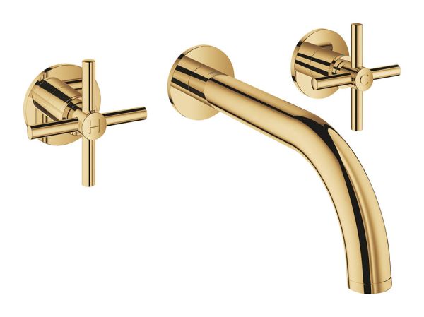 Grohe Atrio 3-Loch-Waschtischarmatur Unterputz mit Kreuzgriffen, Ausladung 180mm, wassersparend, cool sunrise 20661GL0