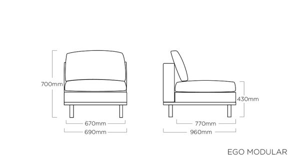 KETTLER EGO MODULAR Sofa-Lounge-Set 3-Sitzer mit Tisch, Sunbrella®, anthrazit/ sooty