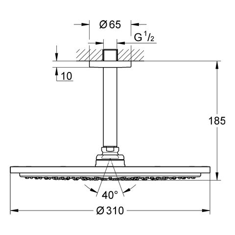 Grohe Rainshower® Cosmopolitan 310 Kopfbrause mit Deckenauslass, hard graphite gebürstet