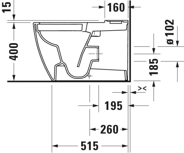 Duravit ME by Starck Stand-WC für Kombination, Tiefspüler, spülrandlos, WonderGliss, weiß