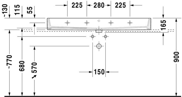 Duravit Vero Air Waschtisch rechteckig 120x47cm, mit Überlauf, ohne Hahnloch, weiß 2350120060