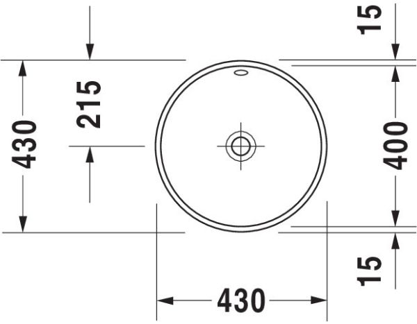 Duravit Architec Unterbauwaschtisch rund Ø40cm, mit Überlauf, ohne Hahnloch, weiß