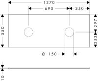 Vorschau: hansgrohe Xevolos E Konsole 137x55cm mit 2 Ausschnitten für Aufsatzwaschtische ohne Hahnloch, weiß matt 54332700