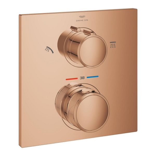 Grohe Allure Thermostat, 2 Verbraucher, eckig warm sunset glänzend