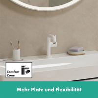 Vorschau: Hansgrohe Tecturis S Waschtischarmatur 110 Fine CoolStart, Zugstangen-Ablaufgarnitur, weiß matt