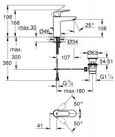 Vorschau: Grohe BauEdge Einhand-Waschtischbatterie mit Ablaufgarnitur, M-Size, chrom