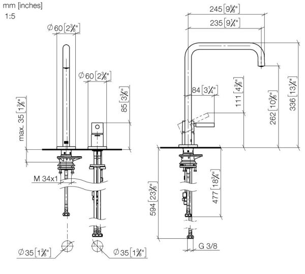 Dornbracht META SQUARE Küchen-Zweilochmischer