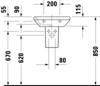 Vorschau: Duravit DuraStyle Handwaschbecken 45x33,5cm mit 1 Hahnloch, ohne Überlauf, WonderGliss, weiß 07084500001