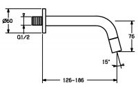 Vorschau: Hansa Hansanova Style Waschtisch-Wandauslaufventil, für Kalt- oder Mischwasser-Anschl. 186mm, chrom