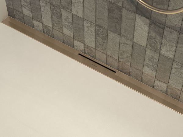 Hansgrohe RainDrain Flex Fertigset Duschrinne 100cm, kürzbar, zur Wandmontage, brushed bronze