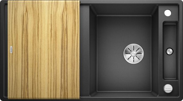 Blanco Axia III 5 S Granitspüle SILGRANIT® PuraDur® mit Holzschneidbrett, anthrazit 523209