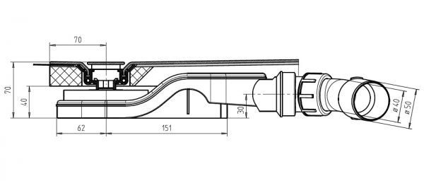 Kaldewei Nexsys Ablaufgarnitur KA 4122 ULTRAFLACH Sperrwasserhöhe 25mm