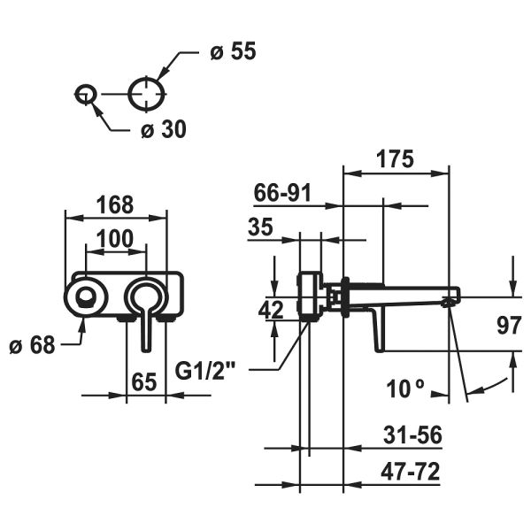 KWC MANA Fertigmontageset Hebelmischer
