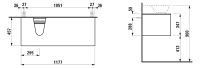Vorschau: Laufen The New Classic Schubladenelement 118cm, 1 Schublade, Ausschnitt links, zu H81685 2, weiß techn. Zeichnung