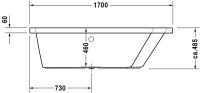 Vorschau: Duravit Paiova Einbau-Badewanne trapezförmig, Rückenschräge rechts, 170x130cm, weiß