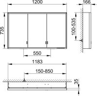 Vorschau: Keuco Royal Lumos Spiegelschrank für Wandvorbau, 3 lange Türen, DALI-steuerbar 120x73,5cm 14305172303_1