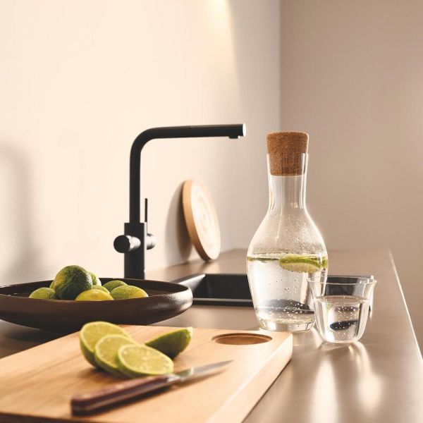 Grohe Blue 2.0 5-in-1-Armatur, L-Auslauf, ausziehbar, phantom black