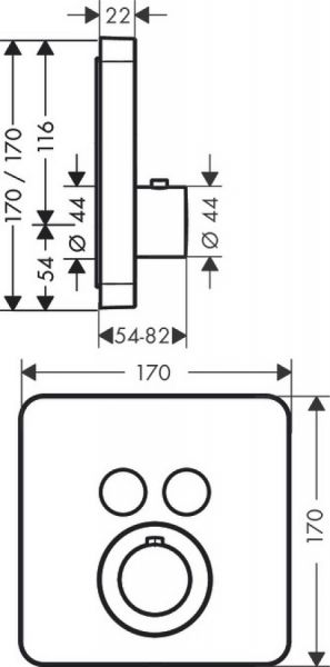 Axor ShowerSelect Thermostat Softcube Unterputz, für 2 Verbraucher, softedge, schwarz matt 36707670