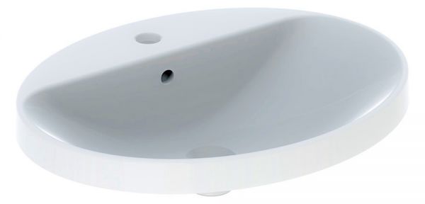 Geberit VariForm Einbauwaschtisch mit Überlauf, Unterseite glasiert, oval, Breite 60cm, weiß