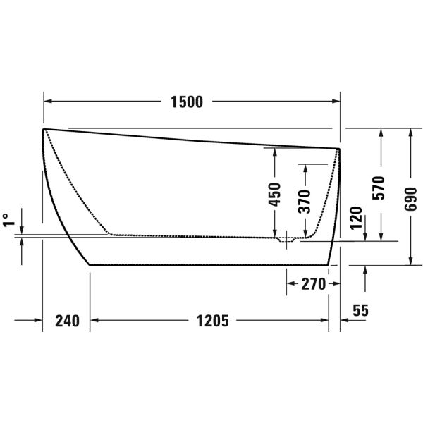 Duravit DuraFaro freistehende ovale Badewanne 150x70cm, weiß 700566000000000