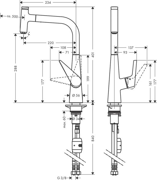 Hansgrohe Talis Select M51 Küchenarmatur 300 Eco, ausziehbar 72826000