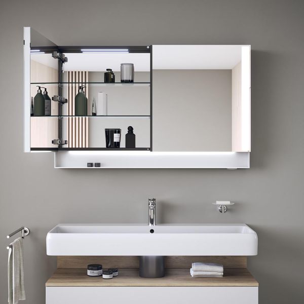 Duravit Qatego Spiegelschrank 120x75cm, mit 2 Türen und Nischenbeleuchtung, dimmbar