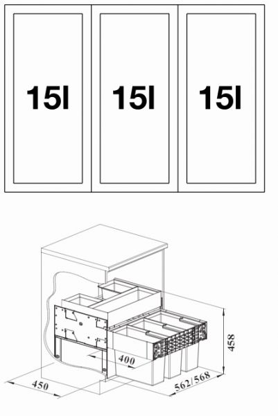 Blanco Abfallsystem Select II Orga 60/3