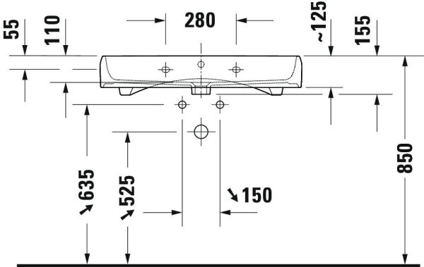 Duravit Qatego Waschtisch 80x47cm, ohne Hahnloch, wandhängend, weiß