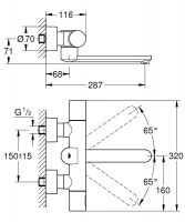 Vorschau: Grohe Eurosmart CE Infrarot-Elektronik Waschtisch-Wandarmatur, Auslauf 287mm, chrom