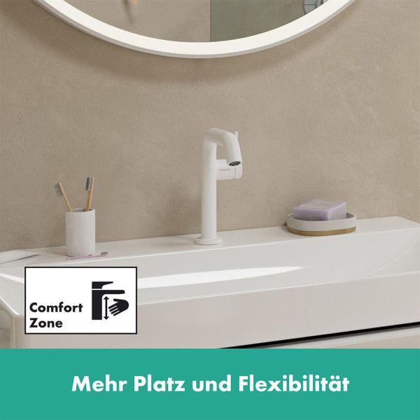 Hansgrohe Tecturis S Waschtischarmatur 150 Fine CoolStart wassersparend+ ohne Ablauf, weiß matt