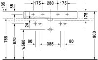 Vorschau: Duravit Vero Waschtisch 100x47cm, 2 Hahnlöcher, mit Überlauf, geschliffen, weiß 0454100026